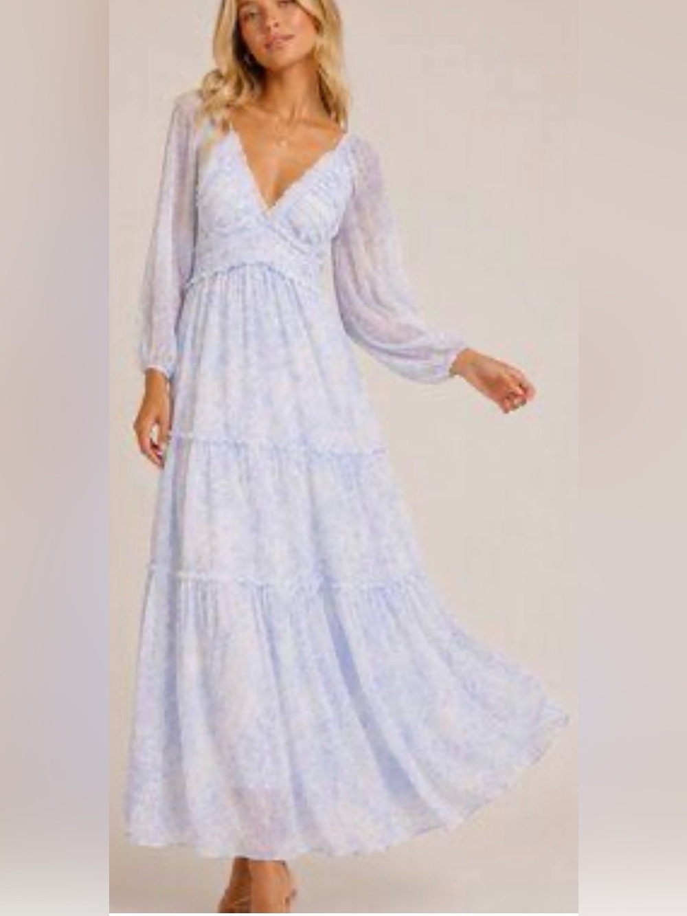Altar'd State Light lilac Floral Tiered Maxi Dress